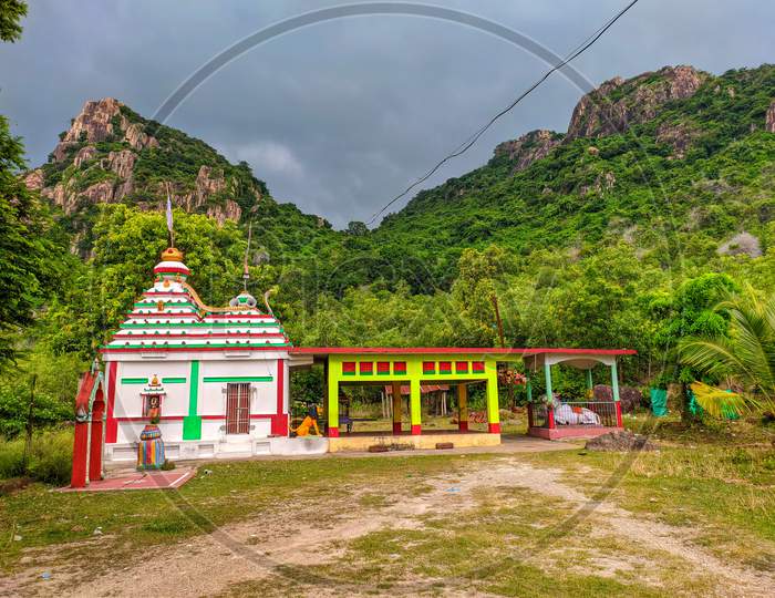 Lord siva's temple near a mountain