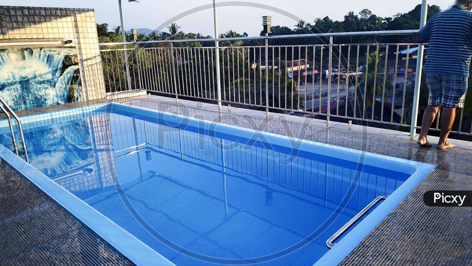 Blue Water Swimming Pool On Terrace Roof