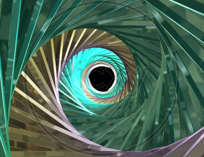 Sci-Fi Triangular Seamless Tunnel With Nice Environmental Light Reflections, Abstract Background, 3D Render