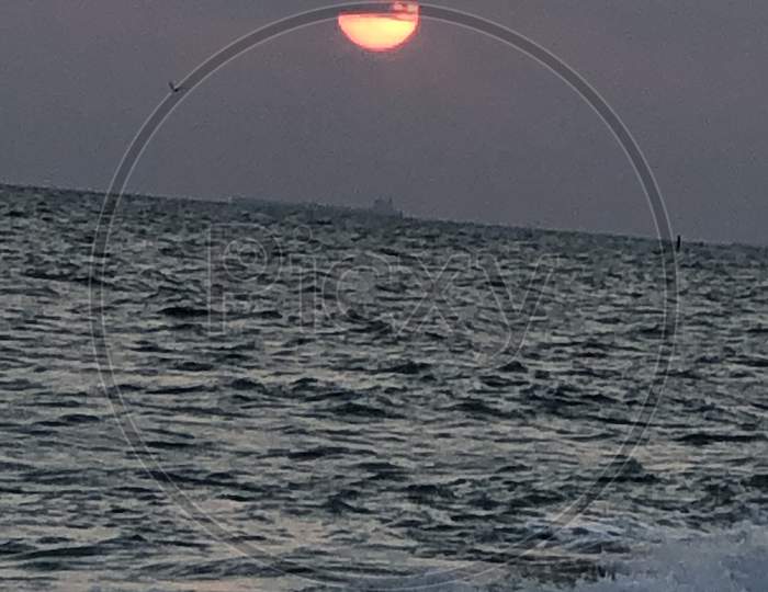 Sunrise in sea