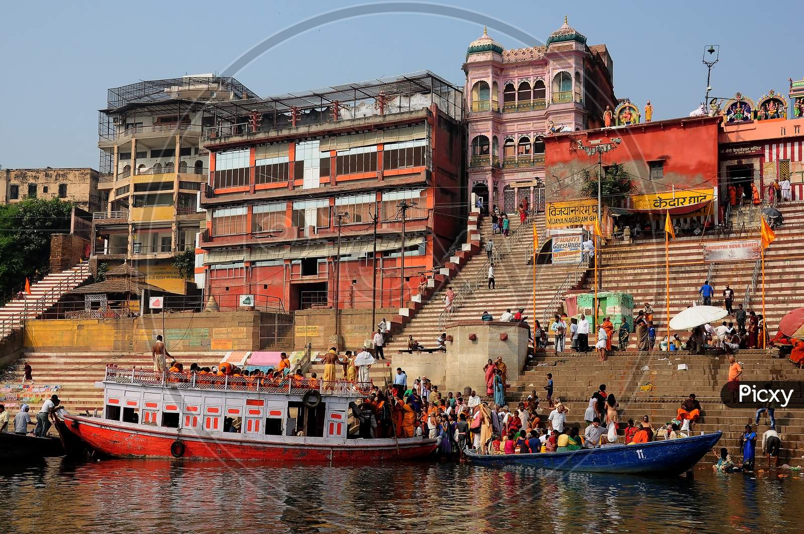 The Kedar Ghat-on the bank of river Ganga in Varanasi.
