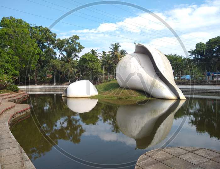 Conch shell sculpture situated at veli tourist village Thiruvananthapuram Kerala