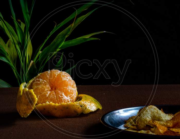 Orange Fruit Peeled And Kept On The Table