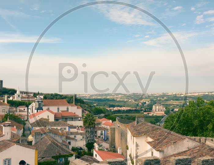 Aerial View Of The Town Of Obidos