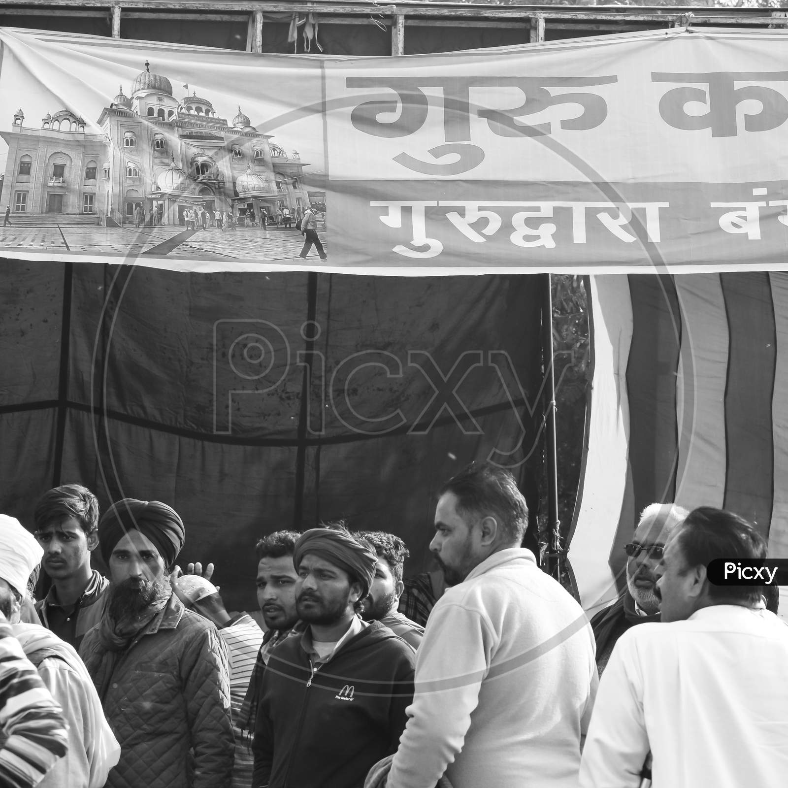 New Delhi, India – December 25 2020 : Indian Sikh & Hindu Farmers From Punjab, Uttar Pradesh And Uttarakhand States Protests At Delhi-Up Border. Farmers Are Protesting Against The New Farmer Laws