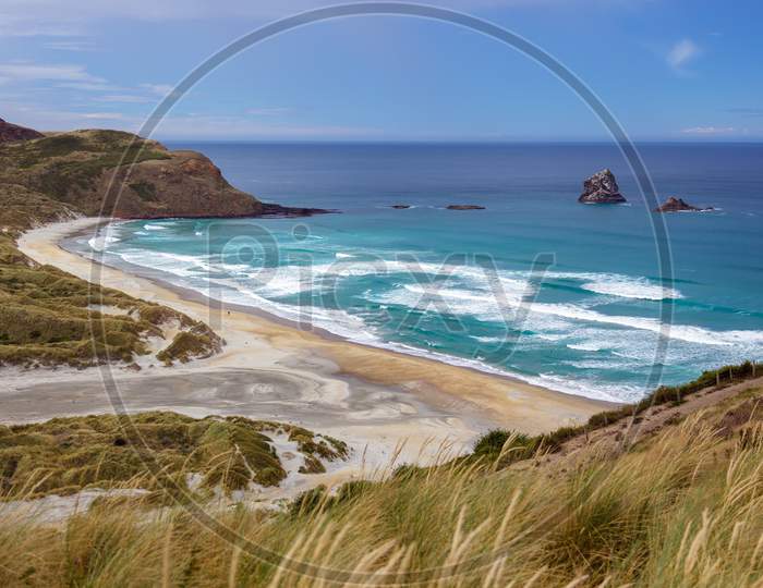 Scenic View Of The Unspoilt Coastline At Sandfly Bay