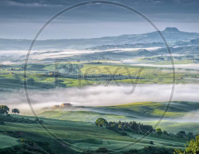 Mist Swirling Through Val D'Orcia