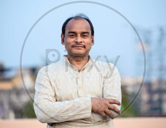Portrait Of A Middle Aged Indian Man