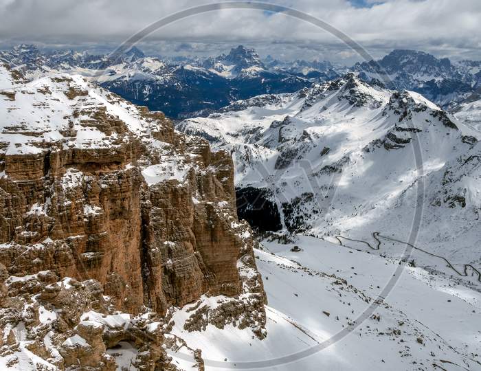 View From Sass Pordoi In The Upper Part Of Val Di Fassa