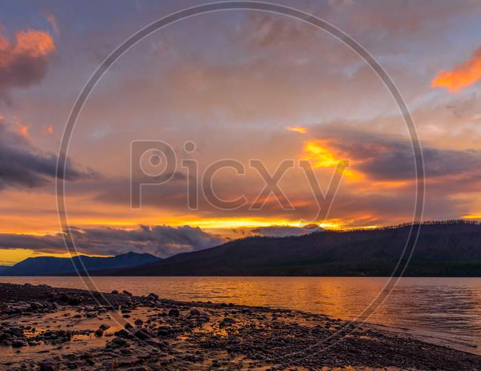 Sunset At Lake Mcdonald