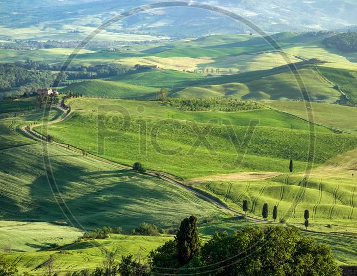 Val D'Orcia, Tuscany/Italy - May 16 : Countryside Of Val D'Orcia In Tuscany On May 16, 2013