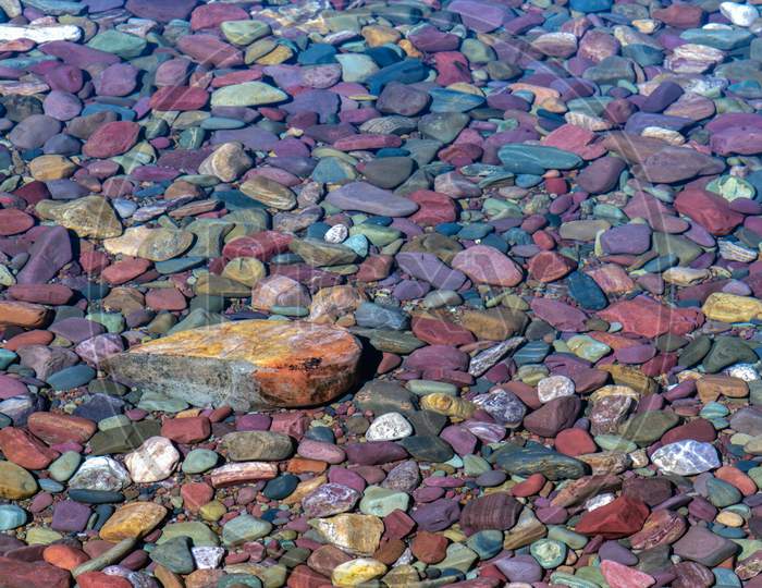 Colourful Stones In Lake Mcdonald