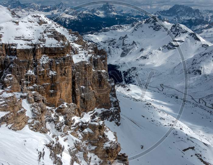 View From Sass Pordoi In The Upper Part Of Val Di Fassa