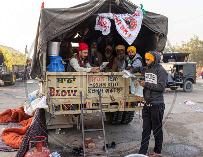 Farmers Protest At Delhi Haryana Border Against New Farmer Law In India.
