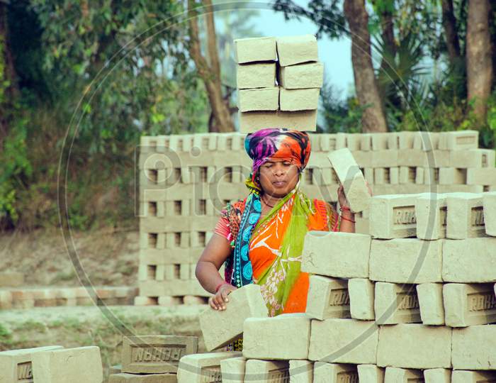 adult worker at rural brick kiln