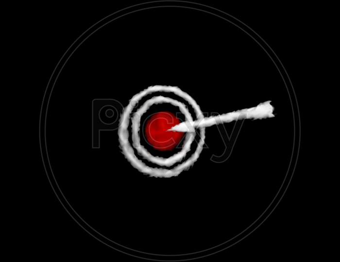 Cloud Shape Arrows Hit In The Target On Black Background. Perfect For Composition. Concept Of Target In Business And Success