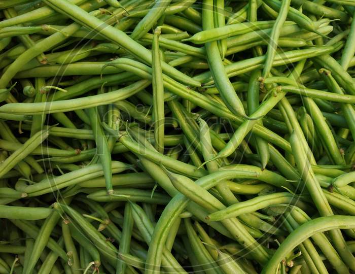 Close up view of Green and fresh beans