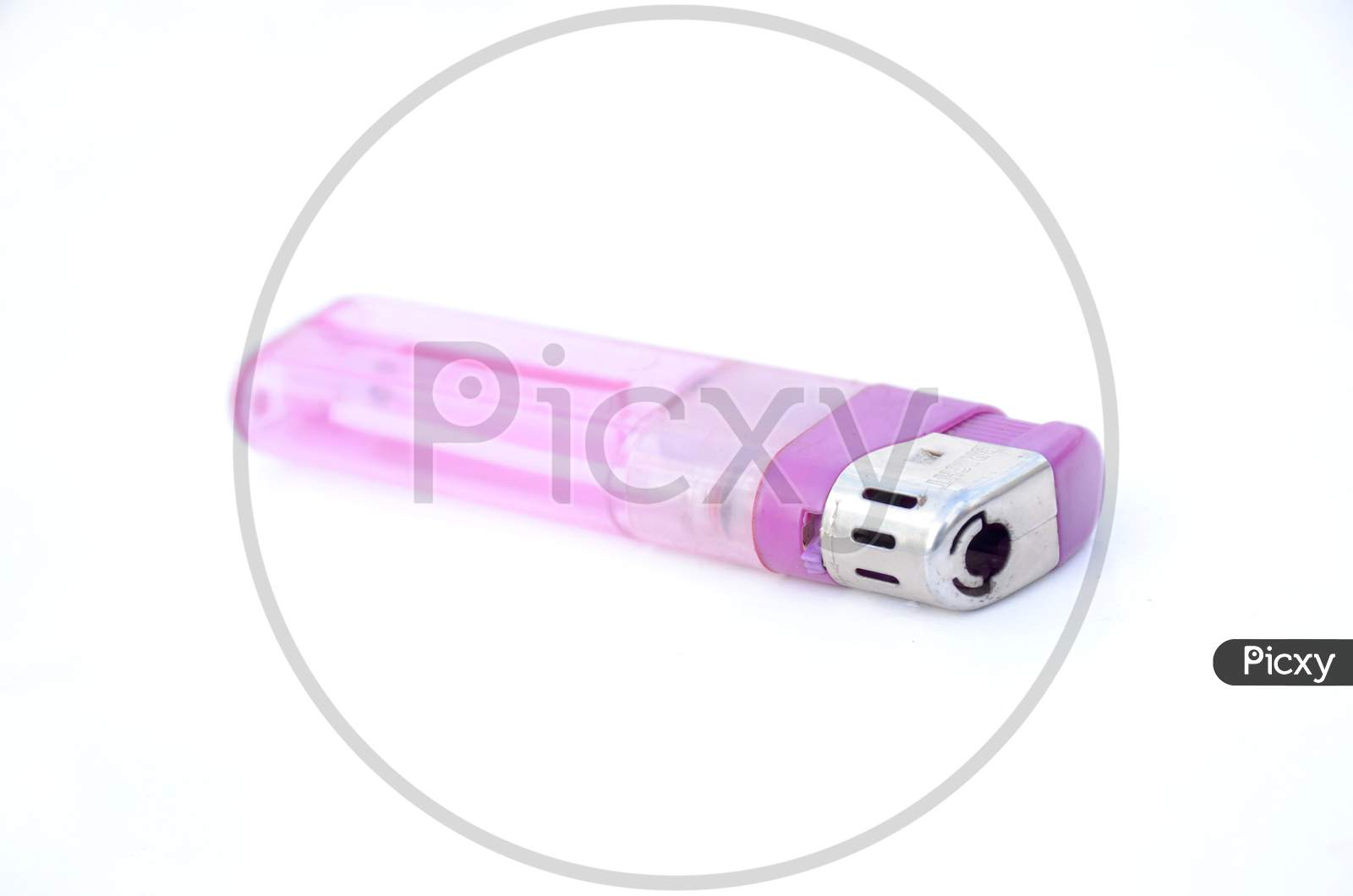 The Purple Color Gas Lighter Isolated On White Background.
