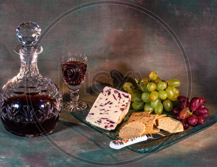 A Glass Of Port, Some Cheese And Biscuits