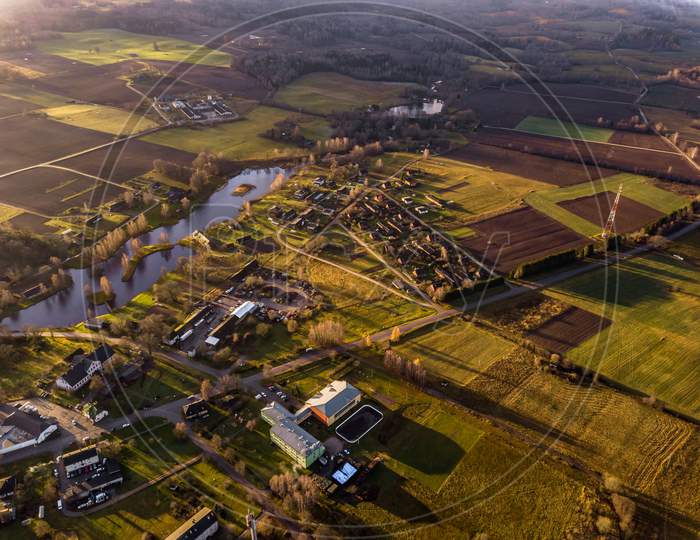 Drone Photo Of The Countryside Fields