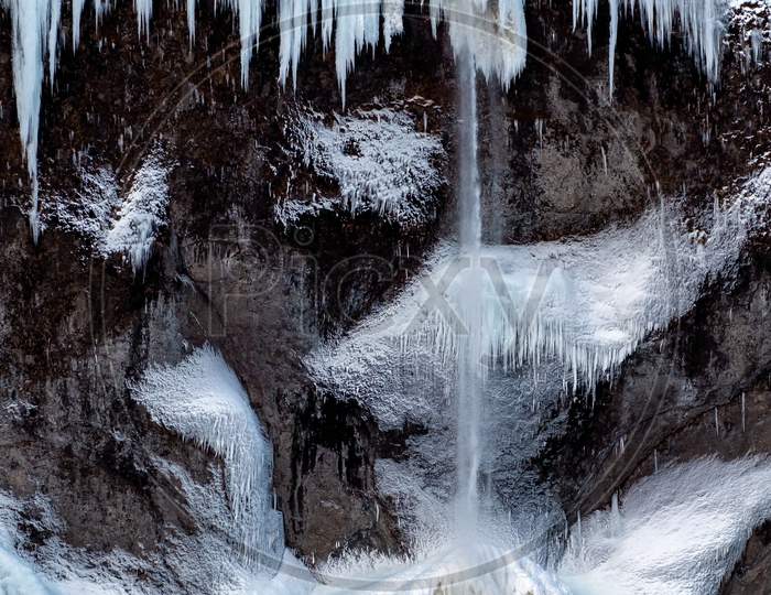 Frozen Waterfall Near Vik Iceland