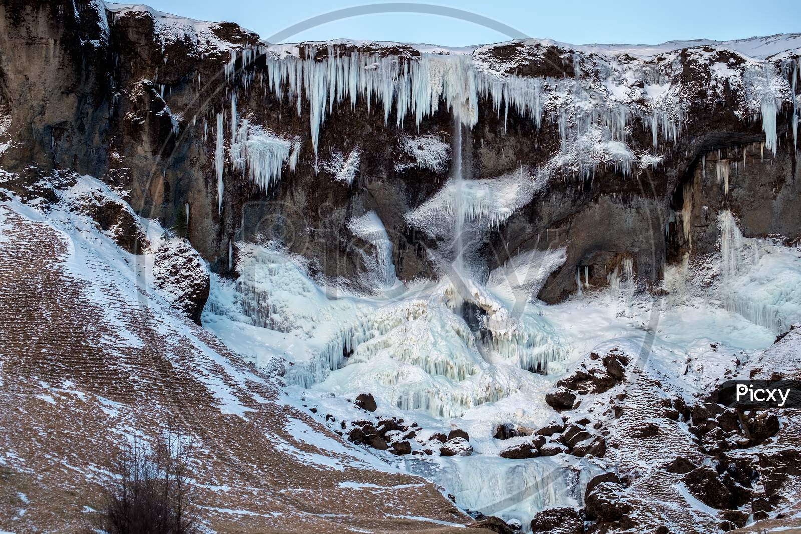 Frozen Waterfall Near Vik Iceland