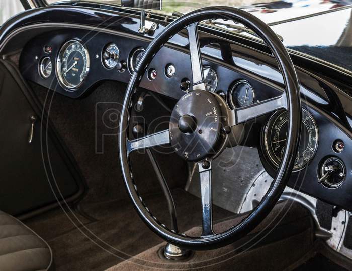 Cockpit Of An Old Alvis Car