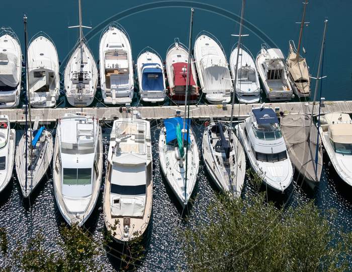 An Assortment Of Boats And Yachts In A Marina At Monte Carlo