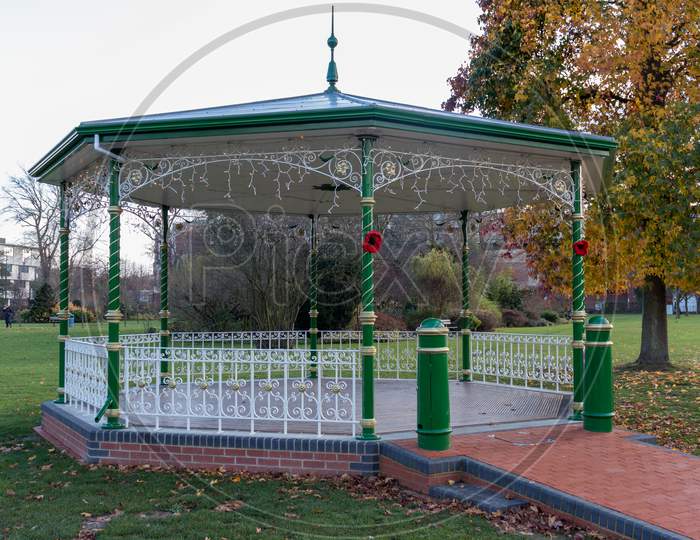 Crawley, West Sussex/Uk - November 21 : View Of The Bandstand In Crawley West Sussex On November 21, 2018. One Unidentified Person