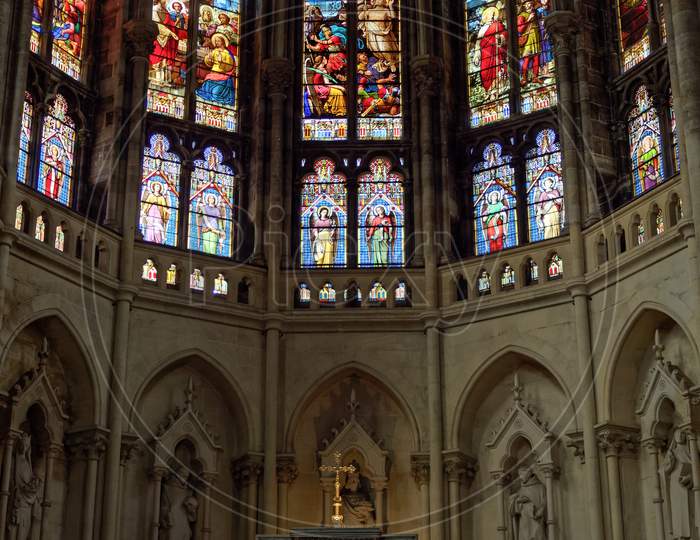 Stained Glass Windows In The Church Of St Martial In Bordeaux