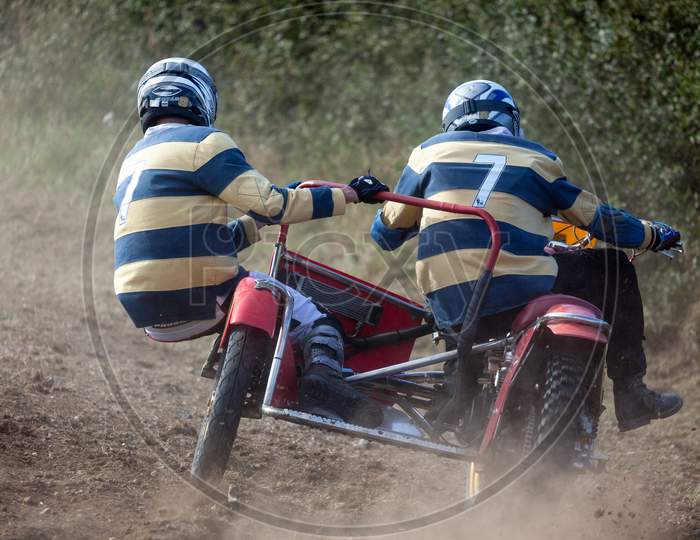 Goodwood, West Sussex/Uk - September 14 : Sidecar Motocross At The Goodwood Revival  On September 14, 2012. Two Unidentified People
