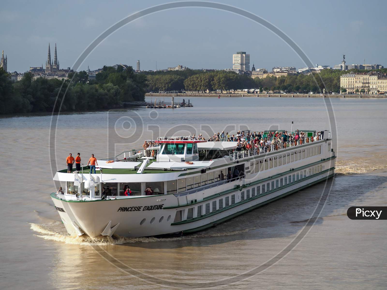 Tourist Boat Princesse D'Aquitane Cruising Along The River Garonne In Bordeaux