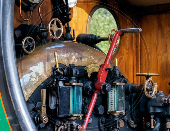 Close-Up Detail Cabin Of C Class Steam Engine