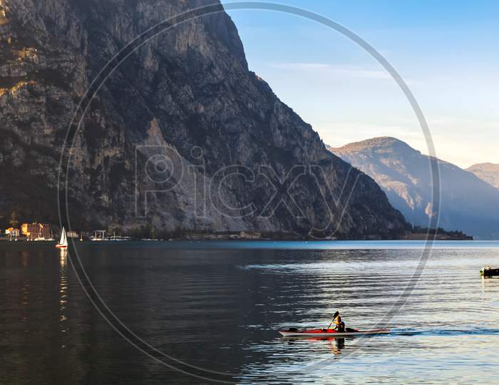 Kayaking On Lake Como At Lecco Italy