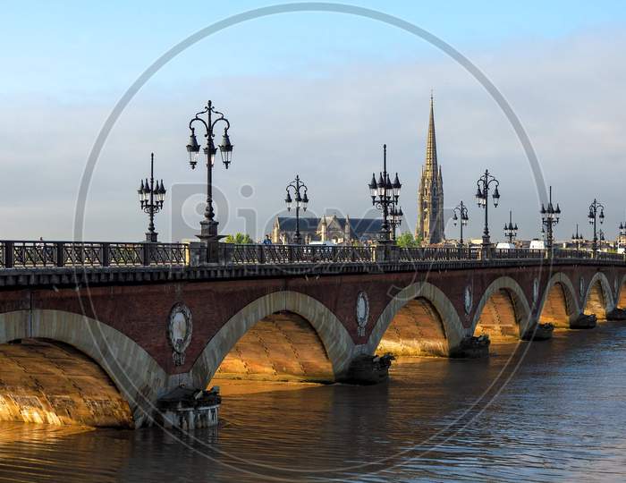 The Pont De Pierre Spanning The River Garonne In Bordeaux