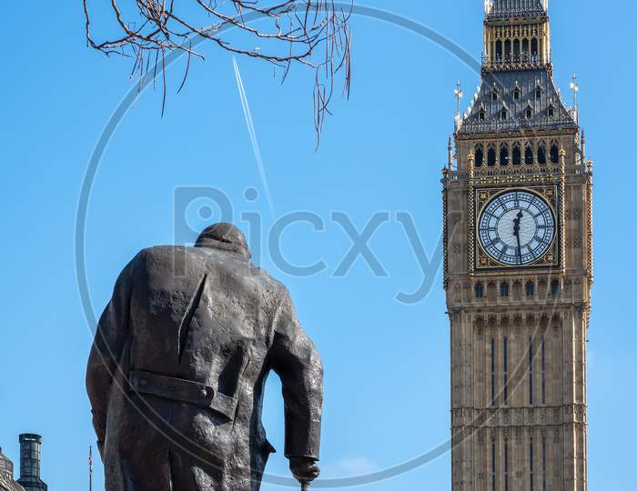 London/Uk - March 13 : Statue Of Winston Churchill In Parliament Square London On March 13, 2016
