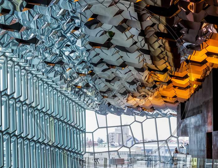 Interior View Of The Harpa Concert Hall In Reykjavik