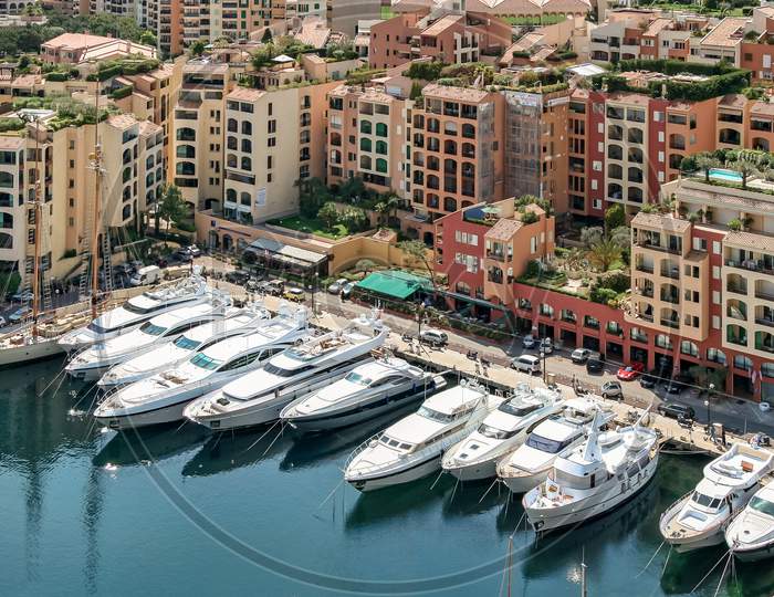 An Assortment Of Boats And Yachts In A Marina At Monte Carlo