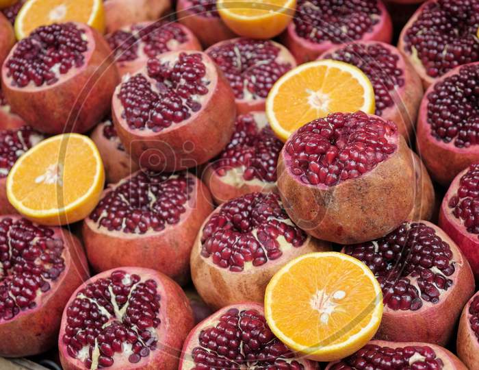 Istanbul, Turkey - May 25 : Pomegranates For Sale In The Grand Bazaar In Istanbul Turkey On May 25, 2018