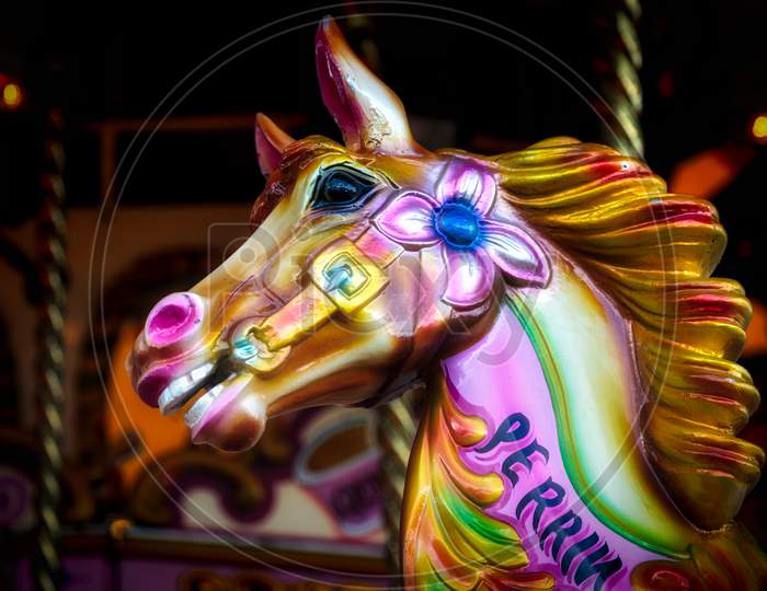 Close-Up Of A Horse On A Funfair Carousel Ride