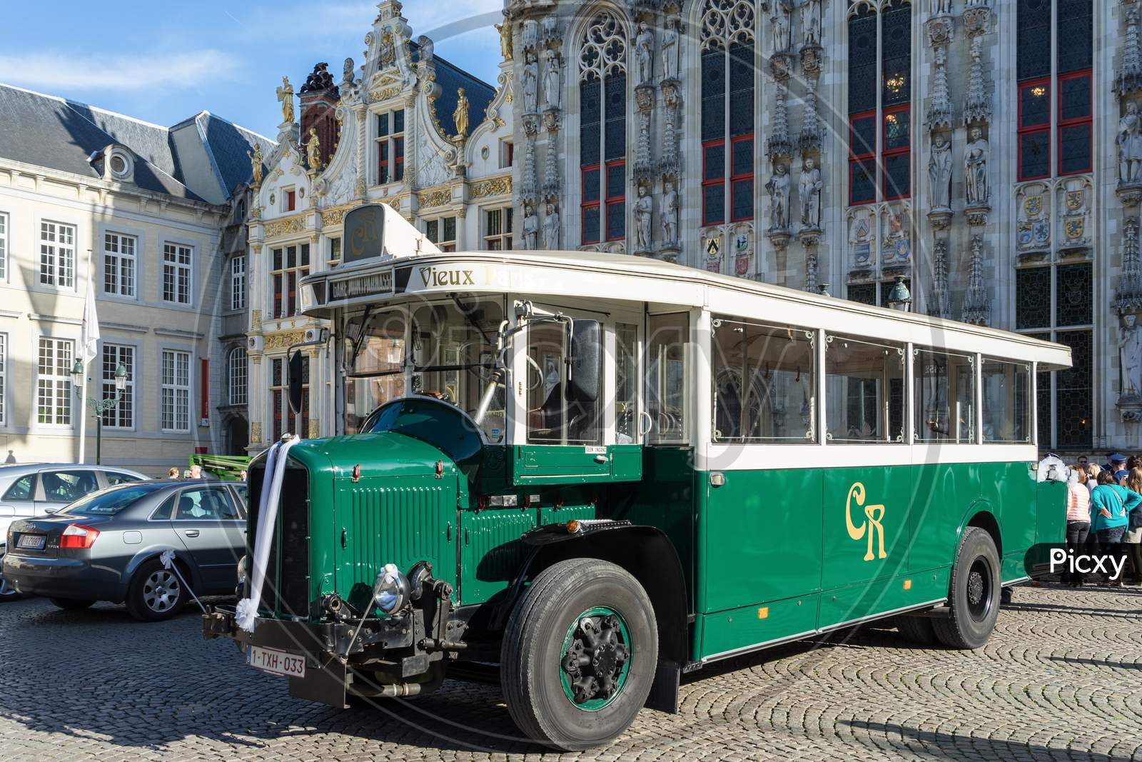 Old Bus In Market Square Bruges