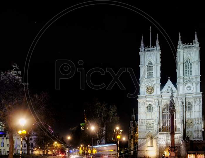 View Of Westminster Abbey At Nighttime