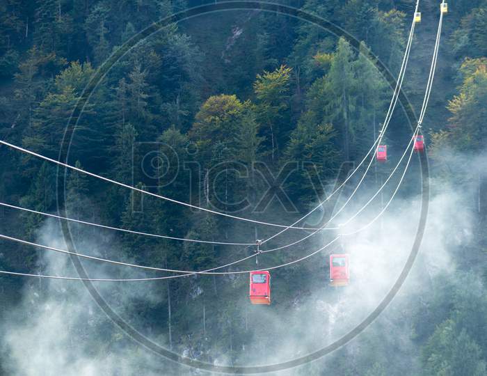 Zwölferhorn Mountain Cable Car Running Down To St Gilgen