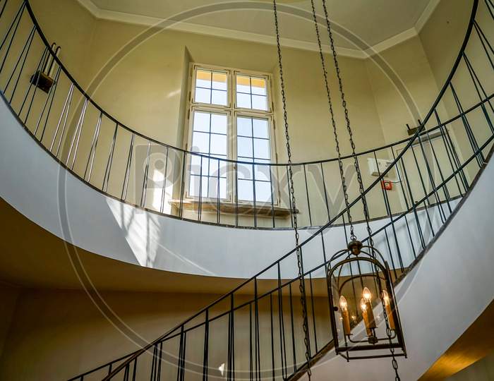 Spiral Staircase At The Wilanow Palace In Warsaw