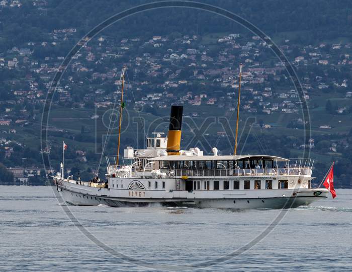 Vevey Steaming Along Lake Geneva Near Montreux