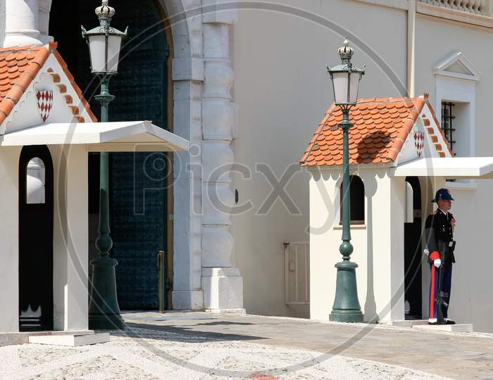 Guard On Duty At The Palace In Monte Carlo
