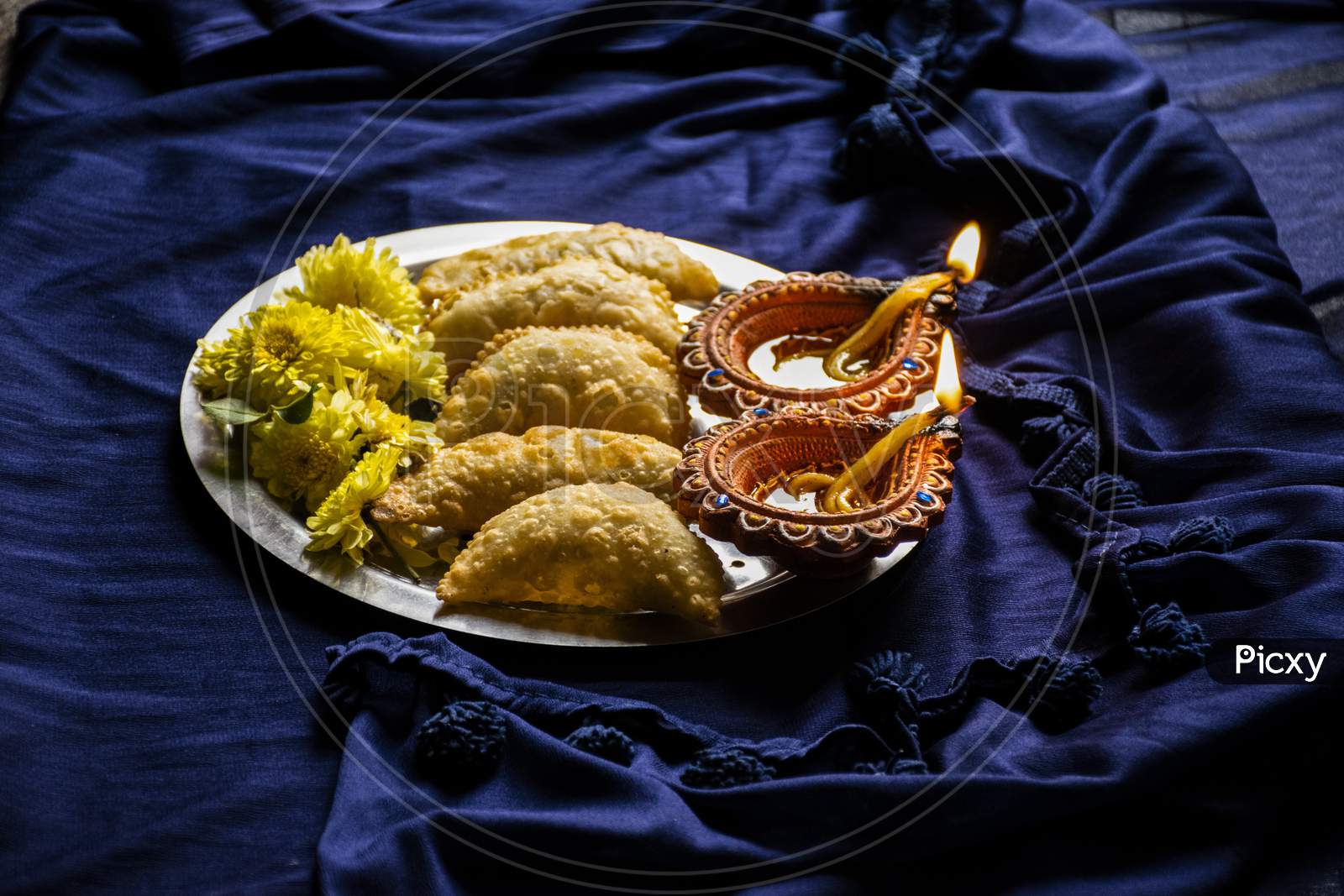 Picture Of Delicious Traditional Indian Sweet Dish Karnaji Or Ghujia Or Ghughara.