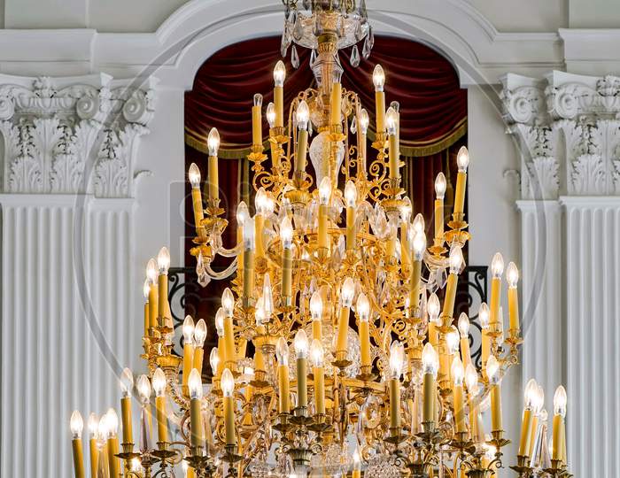 Chandelier At The Wilanow Palace In Warsaw
