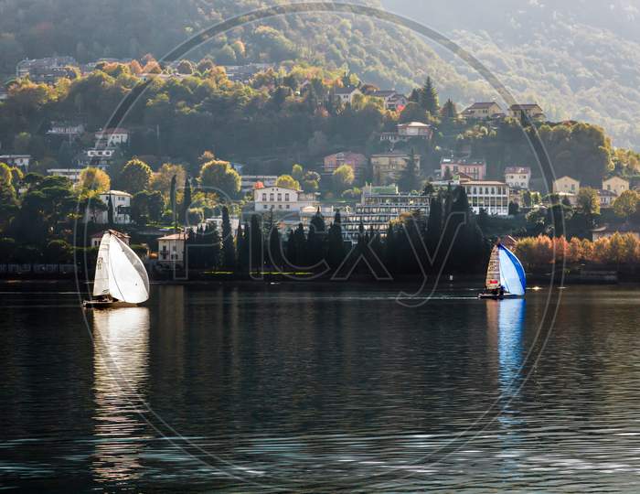 Sailing On Lake Como At Lecco Italy