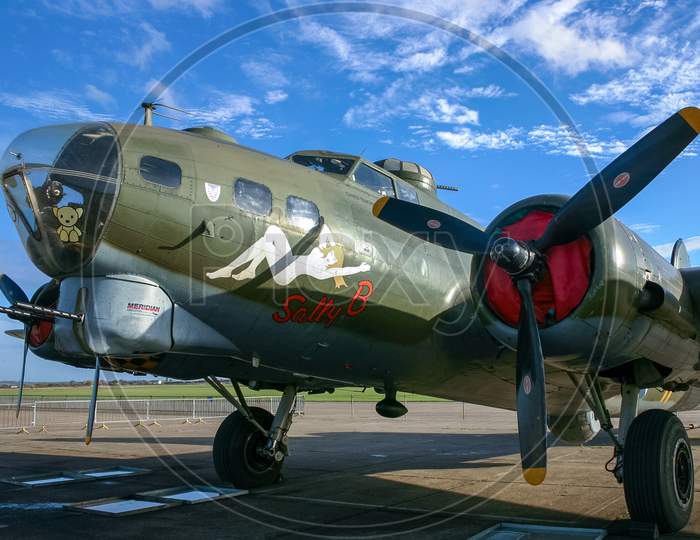Close-Up Of Sally B American Bomber At The Imperial War Museum Duxford